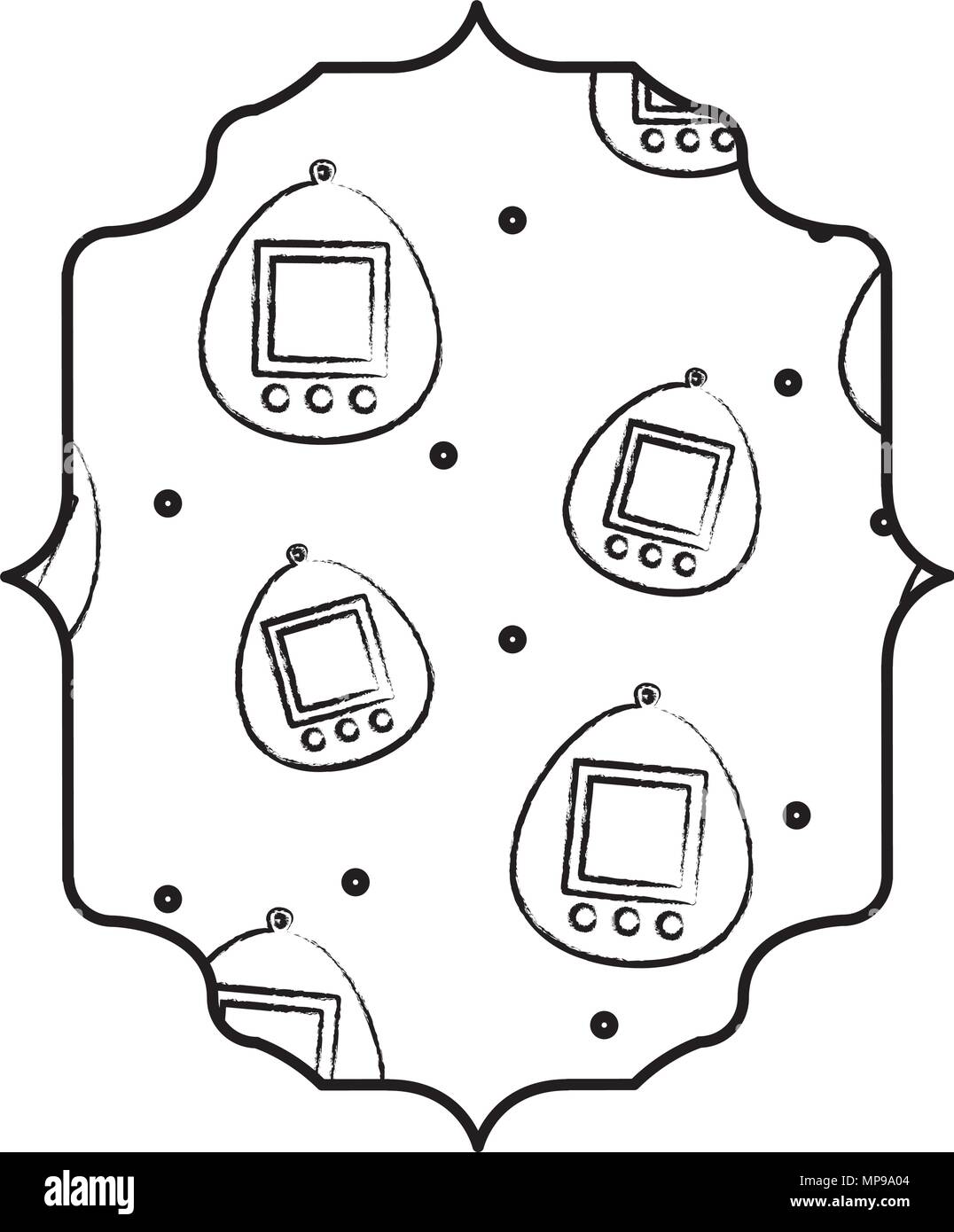 L'arabe avec motif tamagotchi over white background, vector illustration Illustration de Vecteur