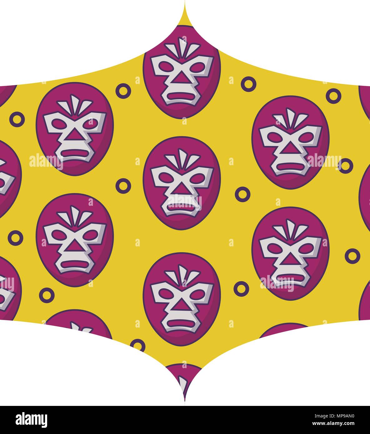 Cadre décoratif avec motif masque de catcheur sur fond blanc, vector illustration Illustration de Vecteur