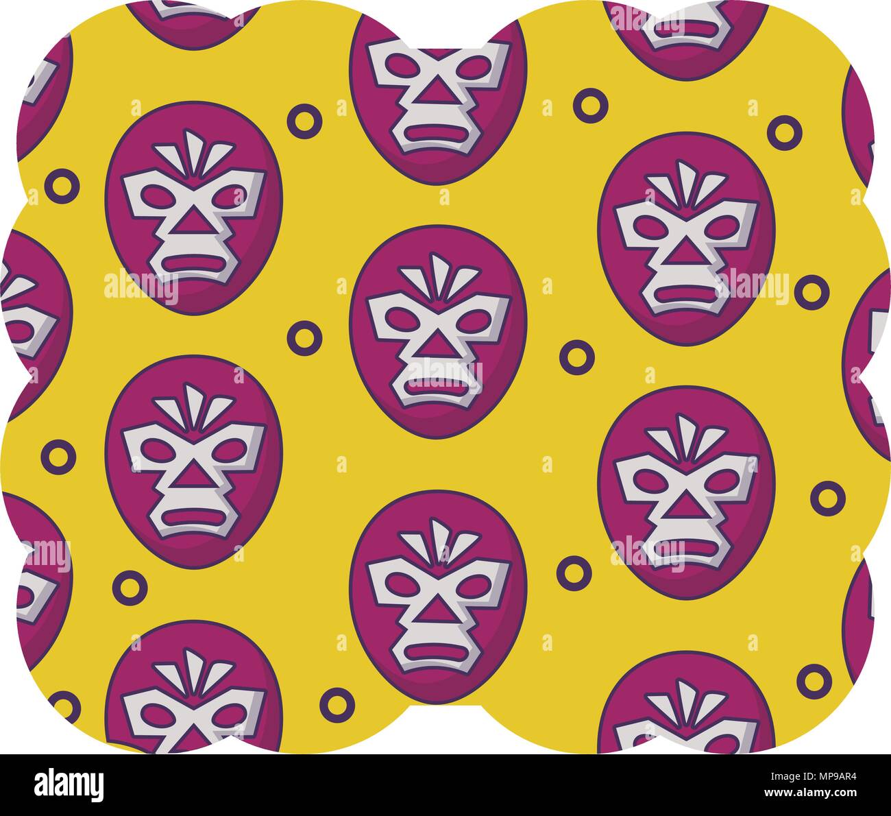 Cadre décoratif avec motif masque de catcheur sur fond blanc, vector illustration Illustration de Vecteur