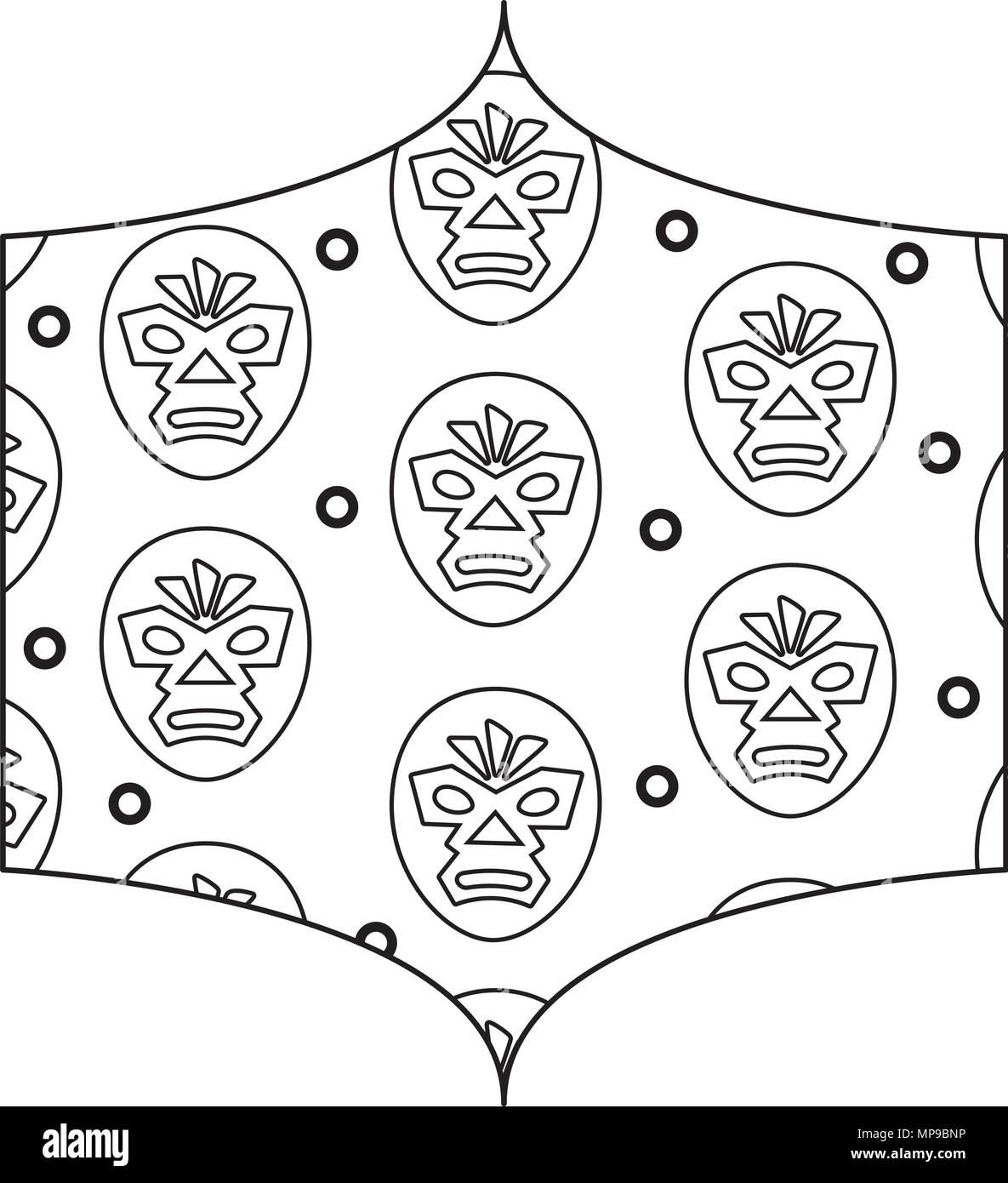 Cadre décoratif avec motif masque de catcheur sur fond blanc, vector illustration Illustration de Vecteur