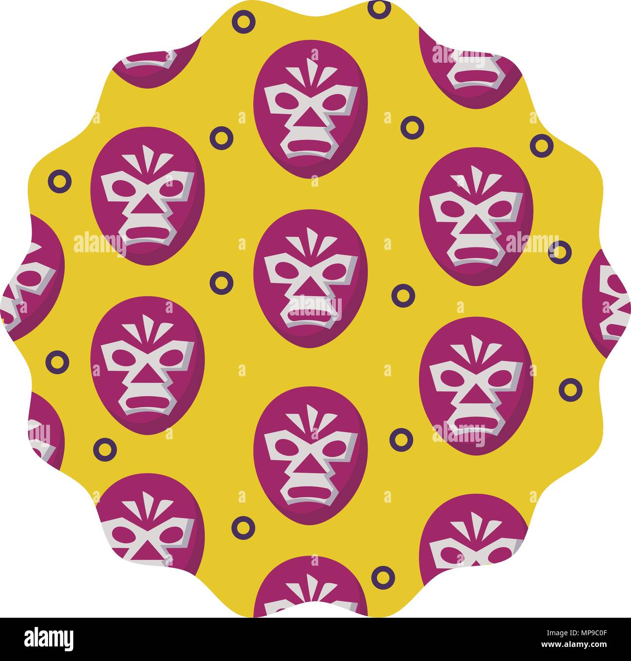 Châssis circulaire avec masque de catcheur sur fond blanc, vector illustration Illustration de Vecteur