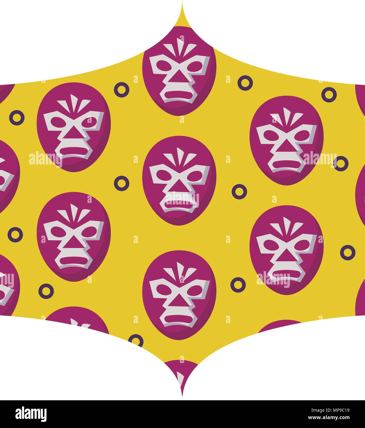 Cadre décoratif avec motif masque de catcheur sur fond blanc, vector illustration Illustration de Vecteur