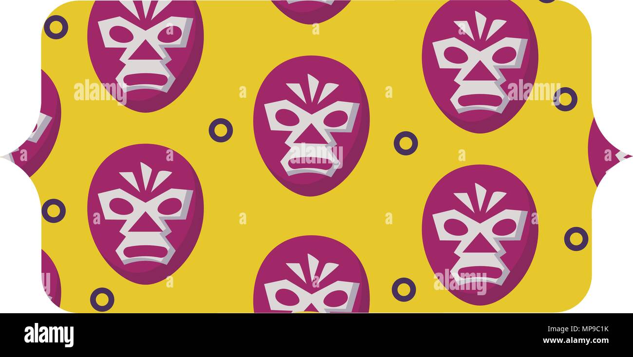 Bannière avec un masque de catcheur sur fond blanc, vector illustration Illustration de Vecteur