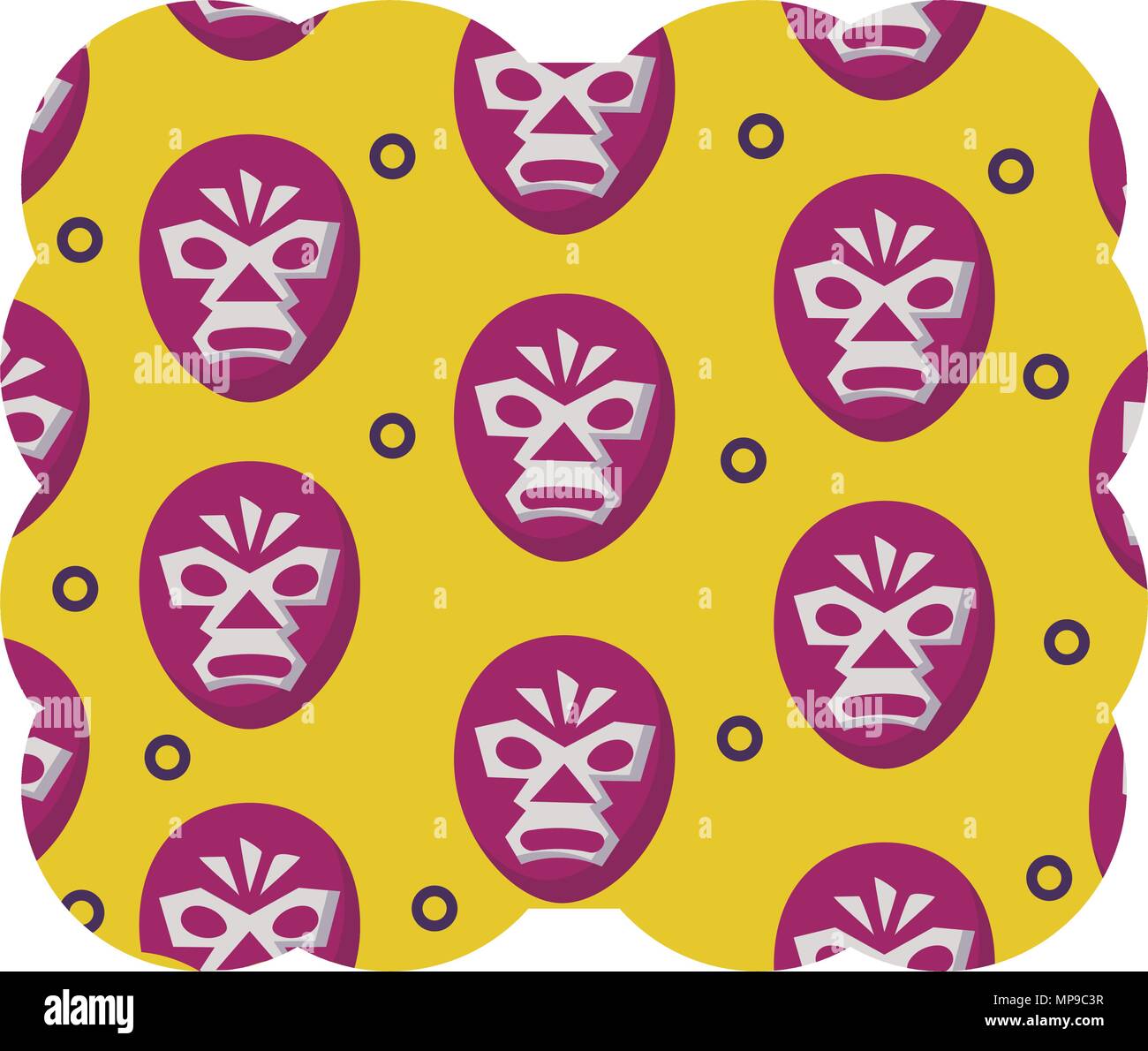 Cadre décoratif avec motif masque de catcheur sur fond blanc, vector illustration Illustration de Vecteur