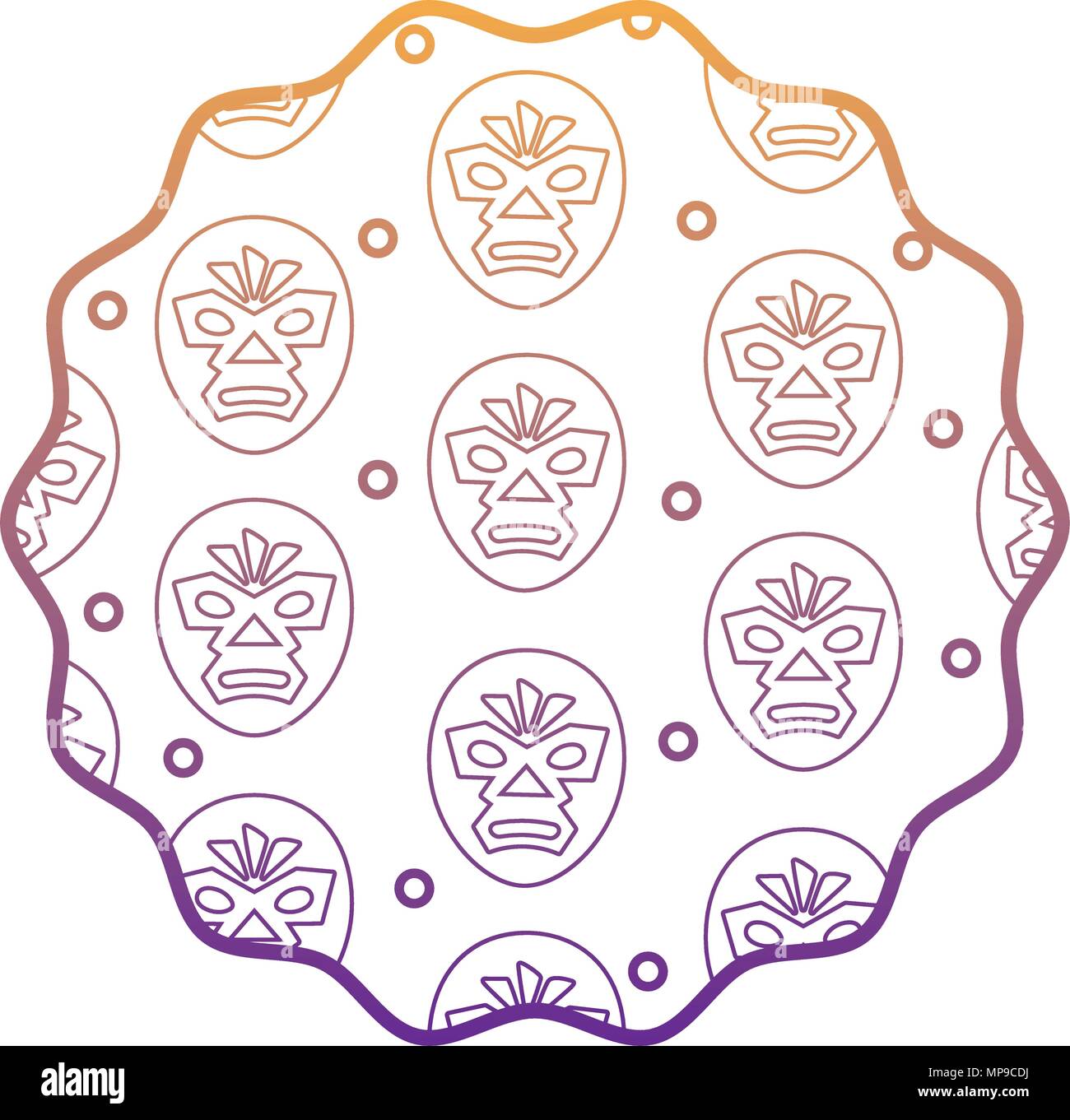 Châssis circulaire avec masque de catcheur sur fond blanc, vector illustration Illustration de Vecteur
