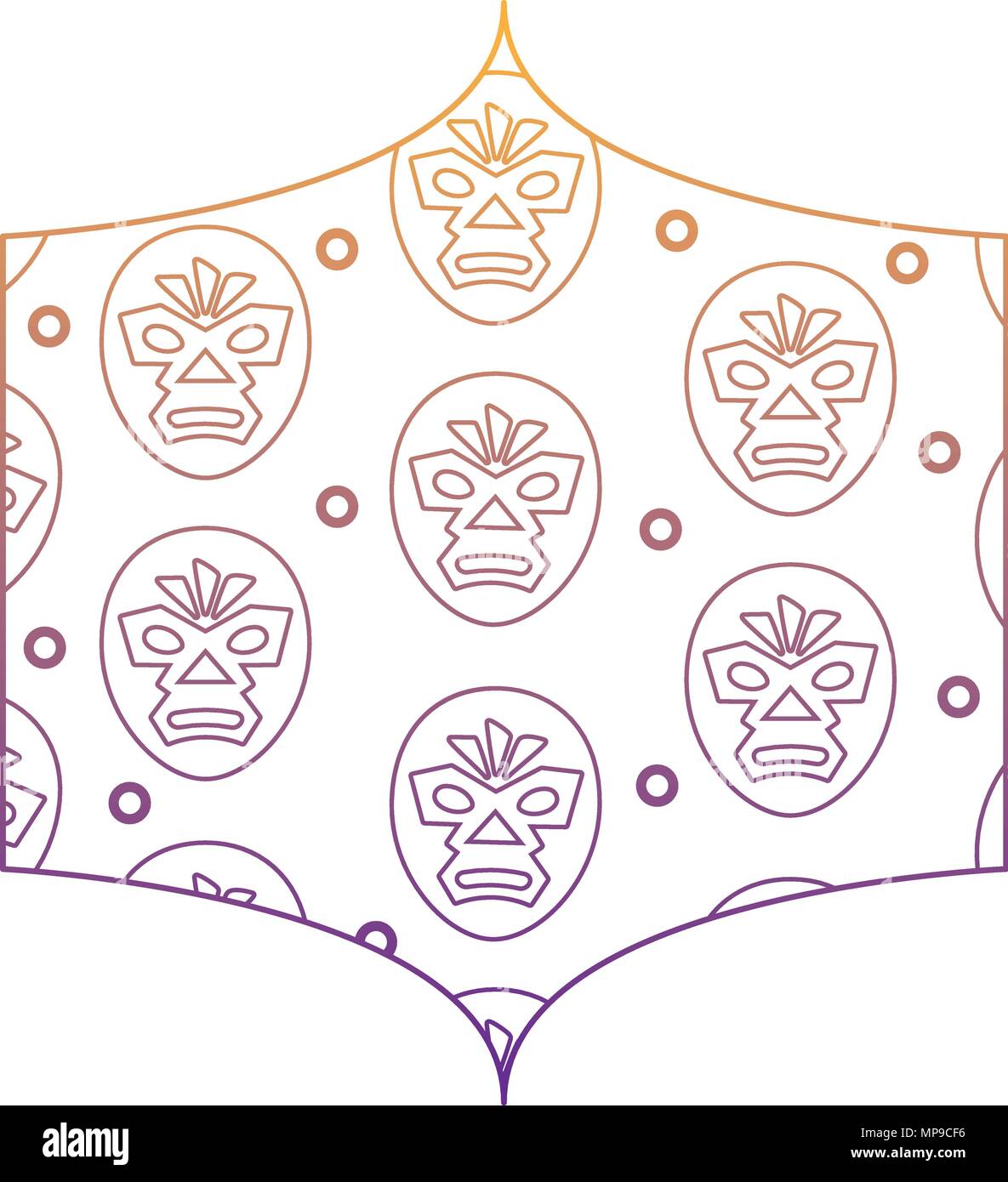 Cadre décoratif avec motif masque de catcheur sur fond blanc, vector illustration Illustration de Vecteur