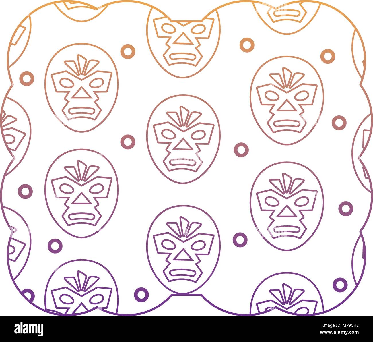 Cadre décoratif avec motif masque de catcheur sur fond blanc, vector illustration Illustration de Vecteur