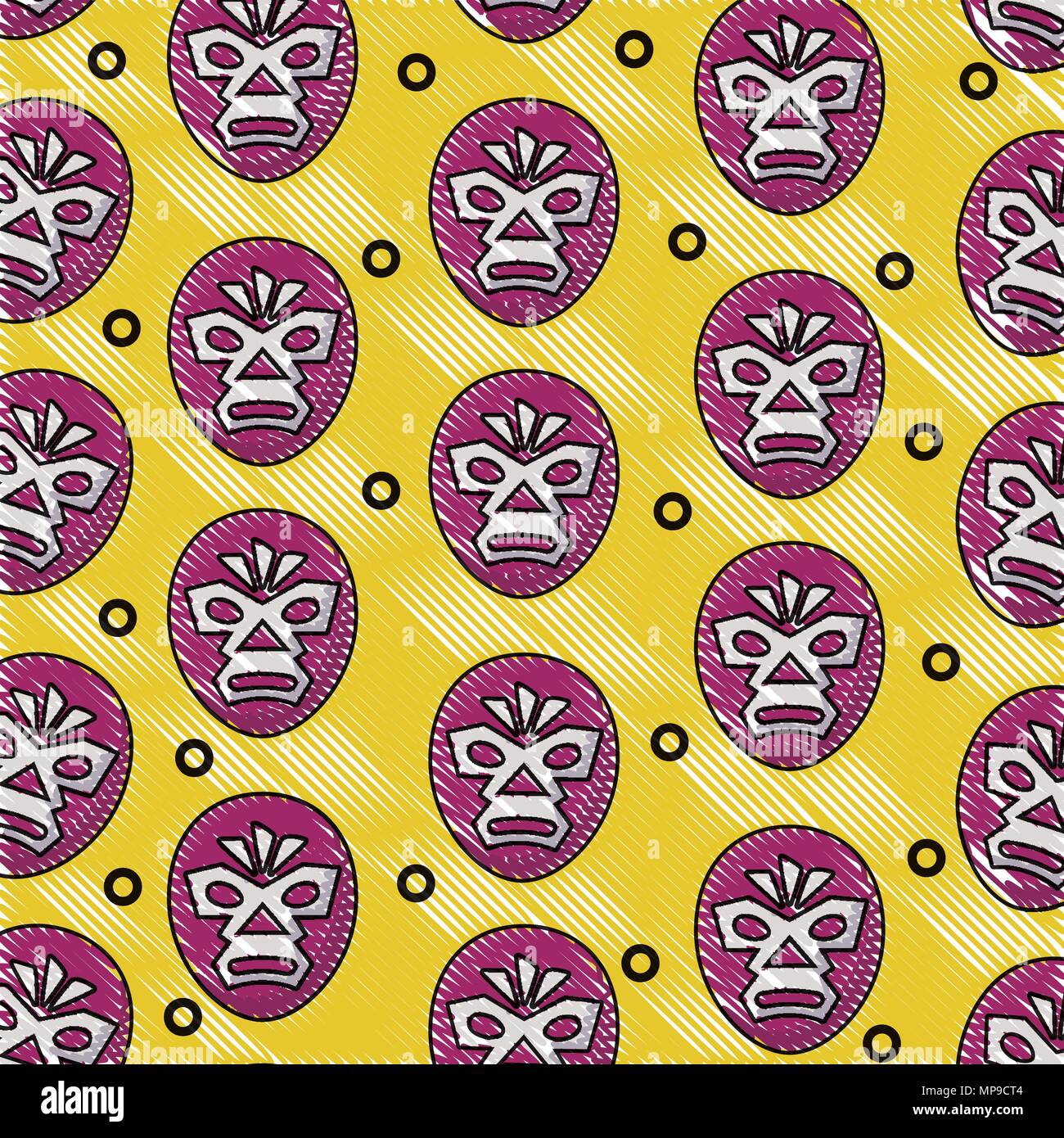 Arrière-plan de masque de catcheur, pattern design coloré. vector illustration Illustration de Vecteur