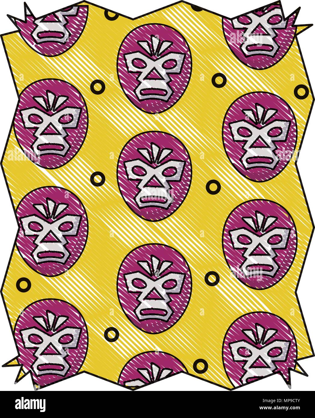 Résumé cadre avec masque de catcheur sur fond blanc, vector illustration Illustration de Vecteur