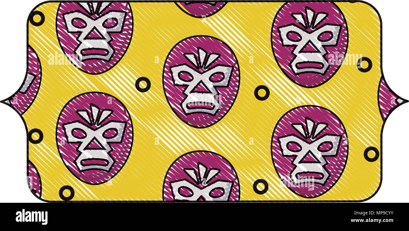 Bannière avec un masque de catcheur sur fond blanc, vector illustration Illustration de Vecteur