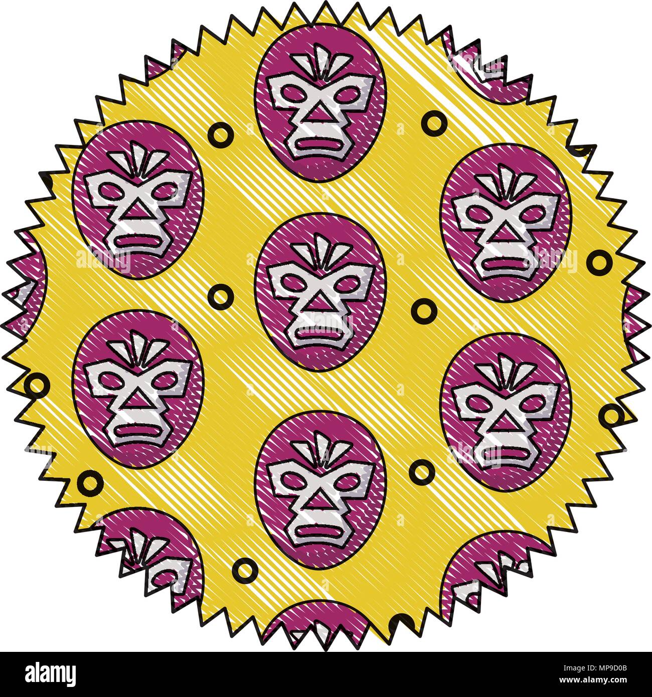 Seal stamp avec masque de catcheur sur fond blanc, vector illustration Illustration de Vecteur