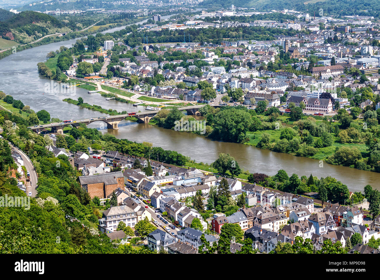 Vue panoramique de Trèves, la plus vieille ville allemande, la résidence des empereurs romains en Allemagne. Banque D'Images