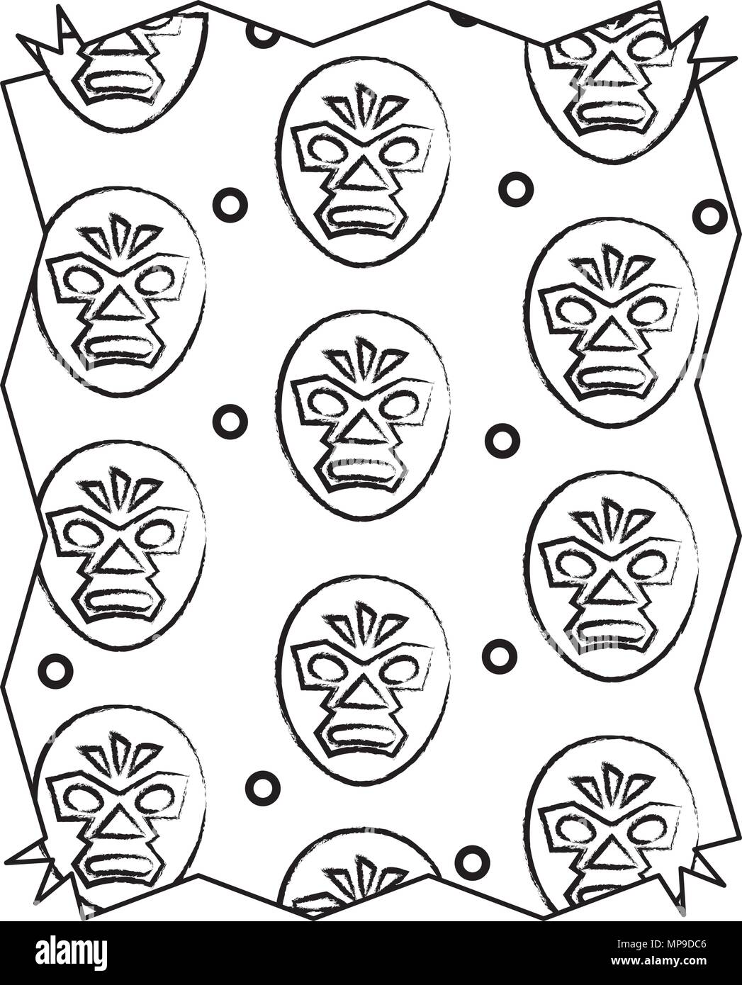 Résumé cadre avec masque de catcheur sur fond blanc, vector illustration Illustration de Vecteur