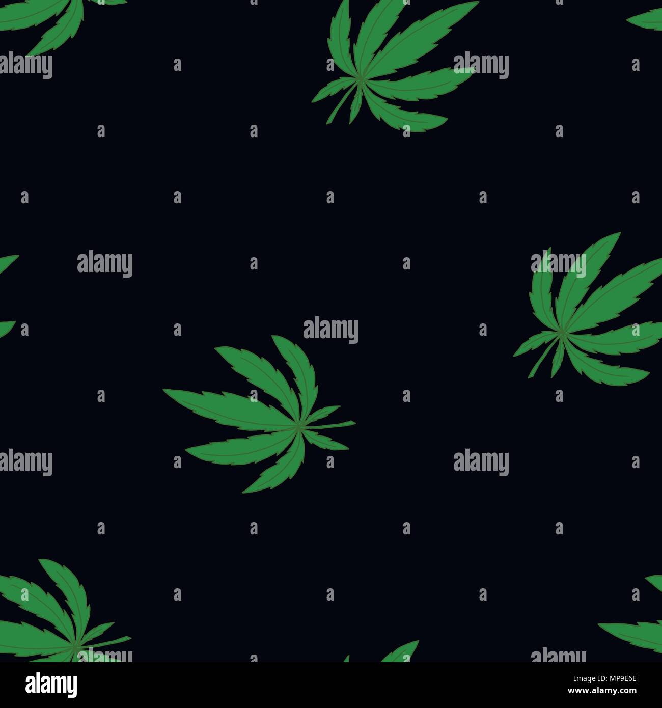 Modèle vectoriel continu avec feuilles de marijuana vert sur noir Illustration de Vecteur
