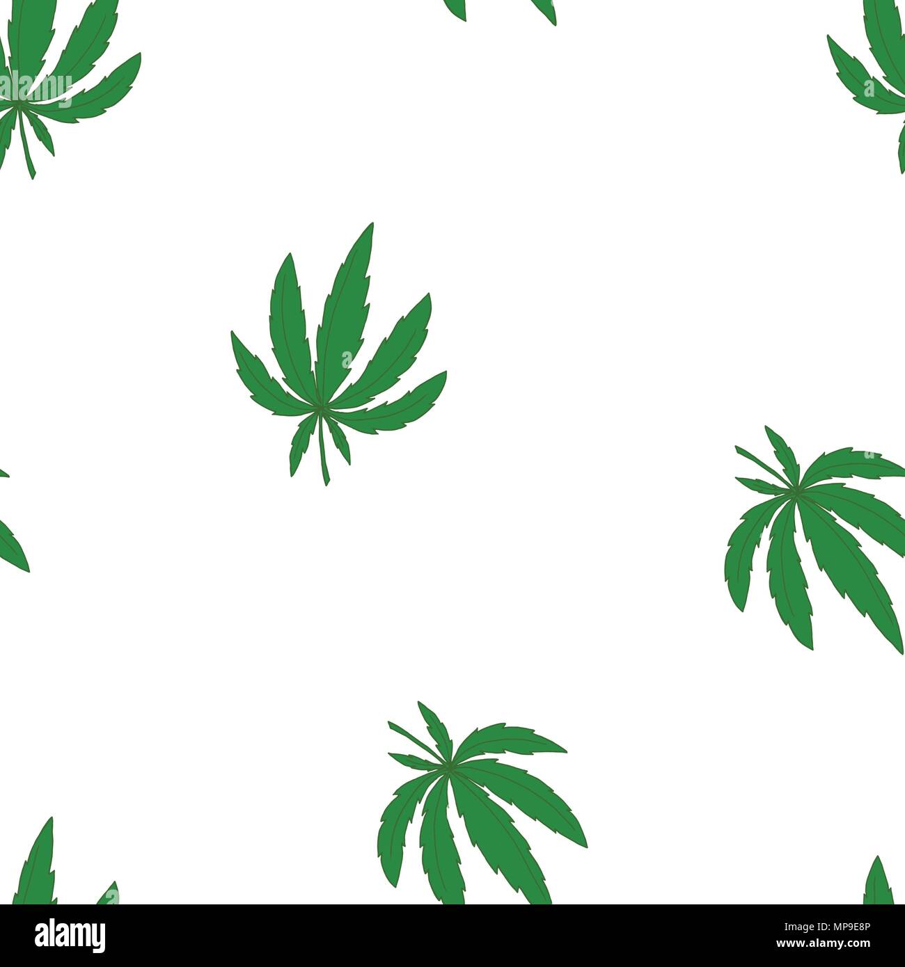 Modèle vectoriel continu avec feuilles de marijuana vert sur blanc Illustration de Vecteur