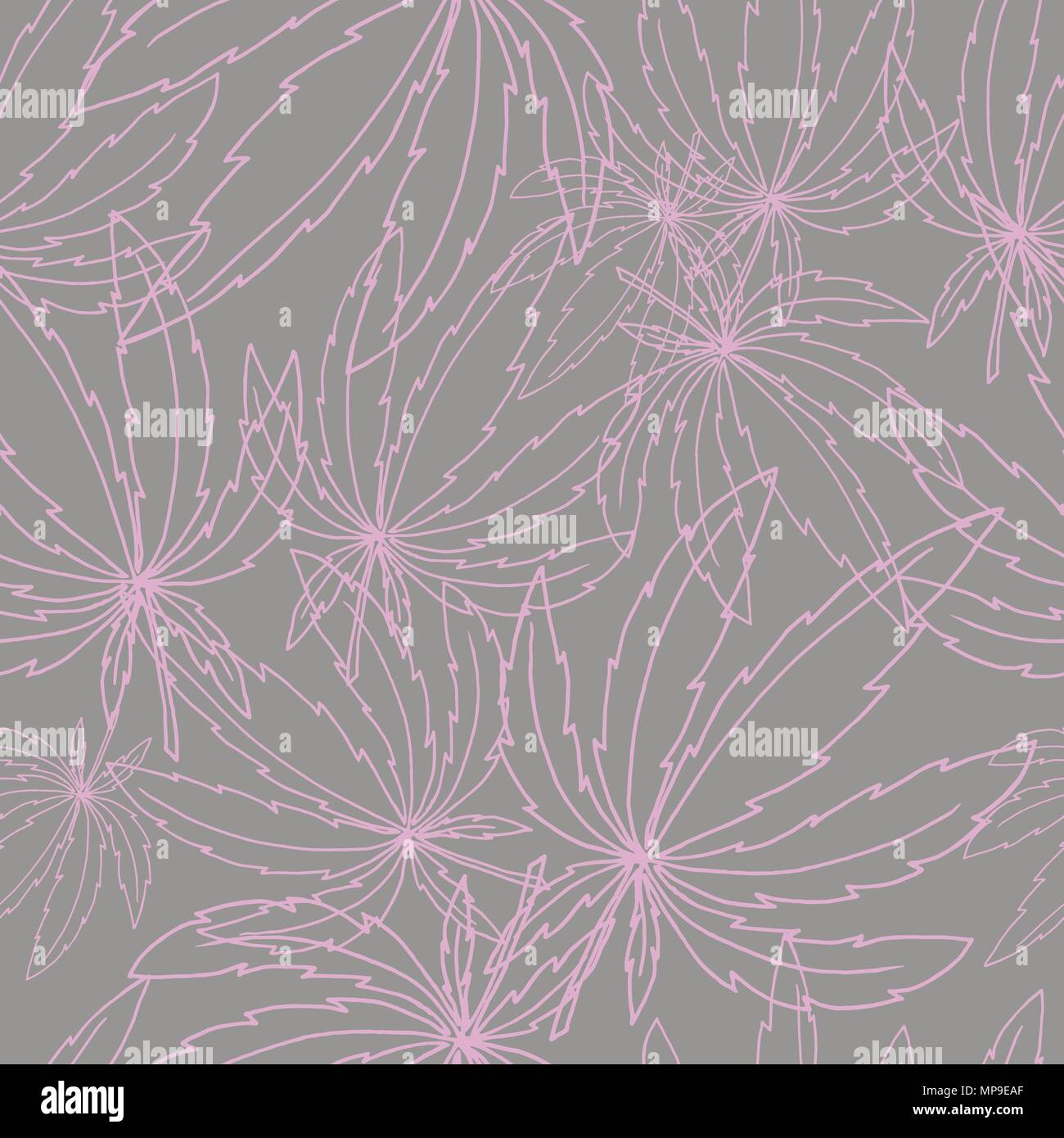 Modèle vectoriel continu avec feuilles de marijuana turquoise sur deep brown Illustration de Vecteur
