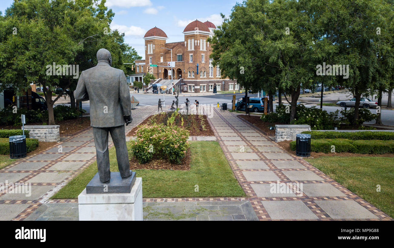 Martin Luther King, MARTIN LUTHER KING Statue, Kelly Ingram Park, seizième Street Baptist Church, Birmingham, Alabama, USA Banque D'Images