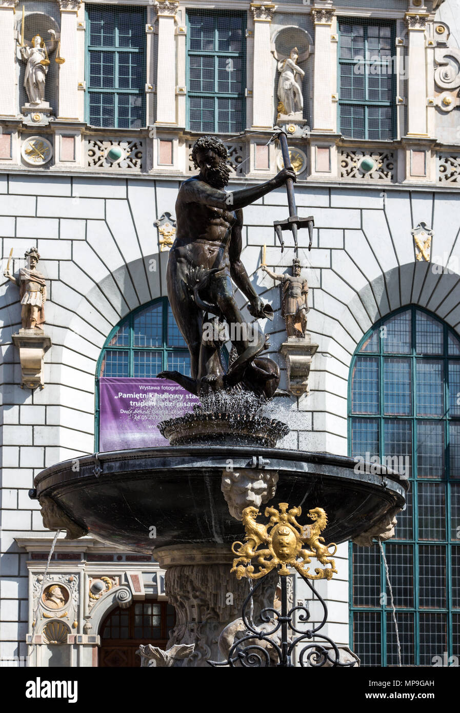 Gdansk - GDANSK - Danzig. Fontaine de Neptune. Neptunbrunnen. Banque D'Images