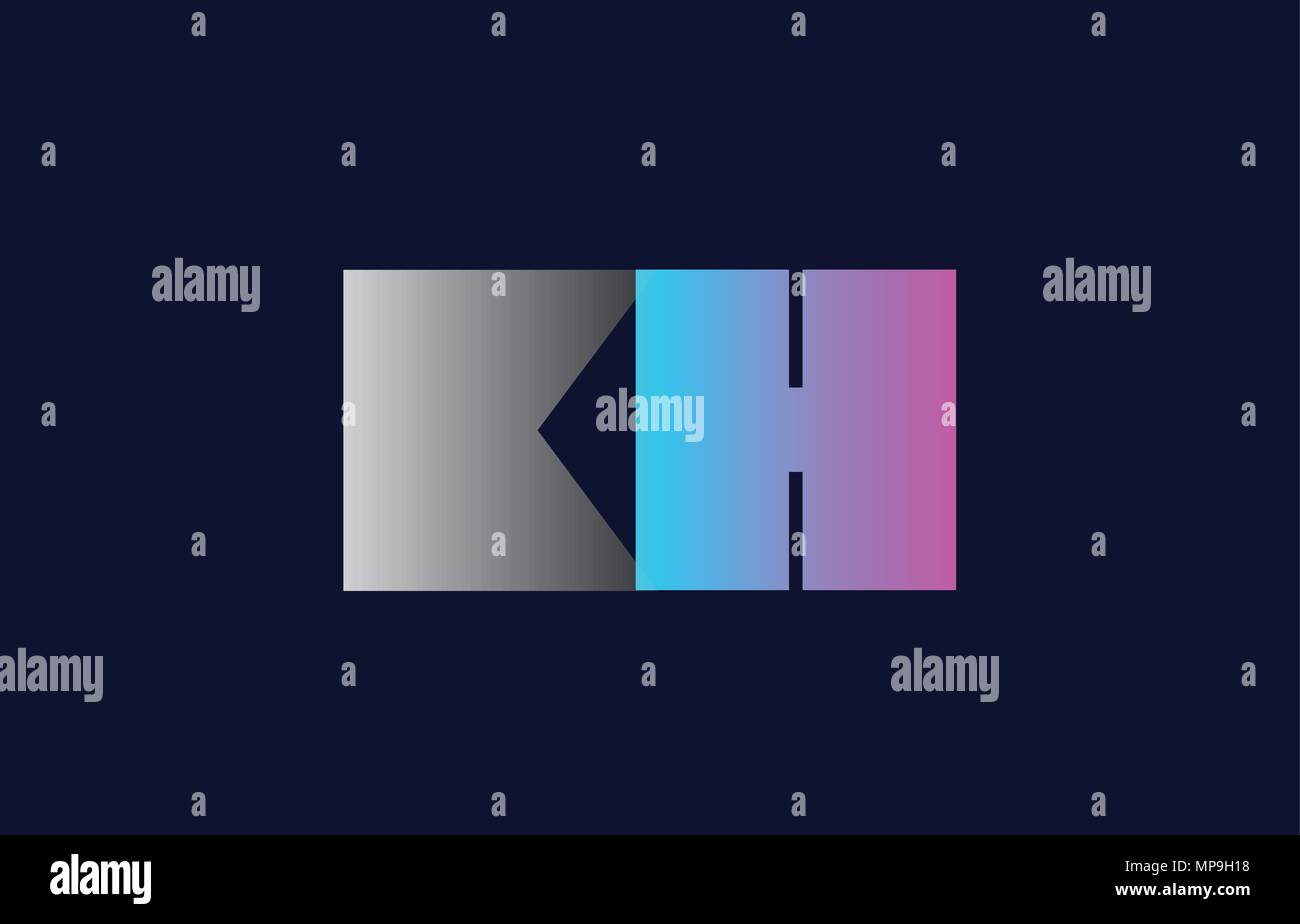 Première lettre de l'alphabet kh k h combinaison logo en rose bleu et gris couleurs appropriées pour l'entreprise et l'identité de l'entreprise Illustration de Vecteur