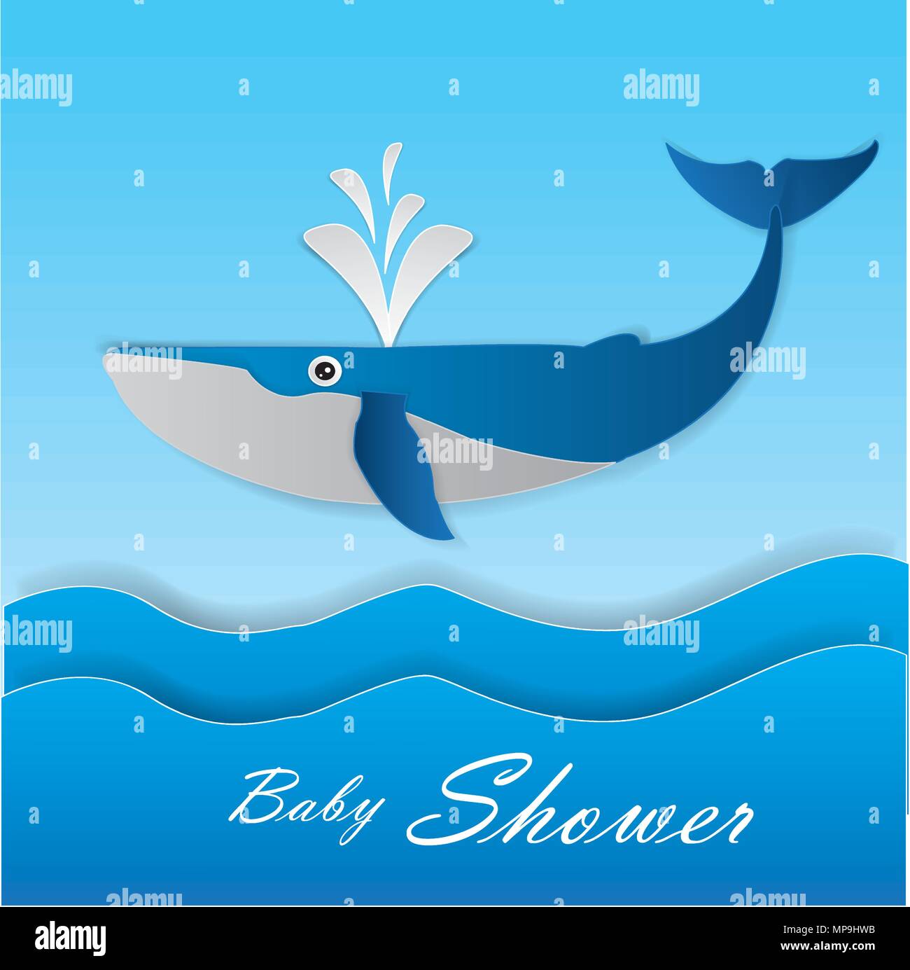 Sur fond d'été des baleines en papier - Vector Illustration, design graphique modifiable pour votre conception Illustration de Vecteur