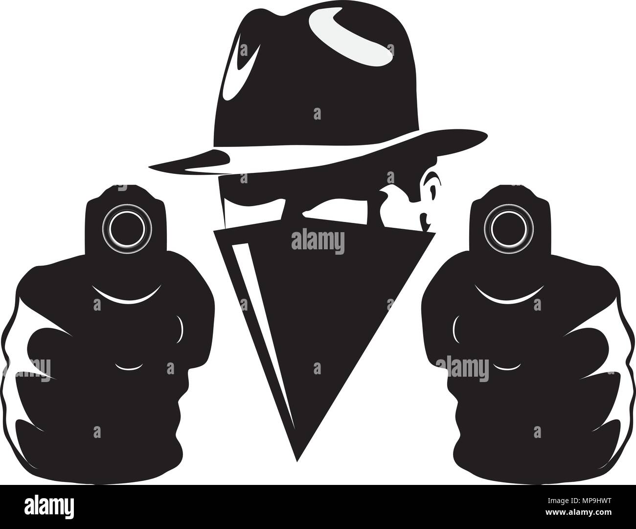 Dans l'ombre de gangsters avec twoo armes vector illustration Illustration de Vecteur