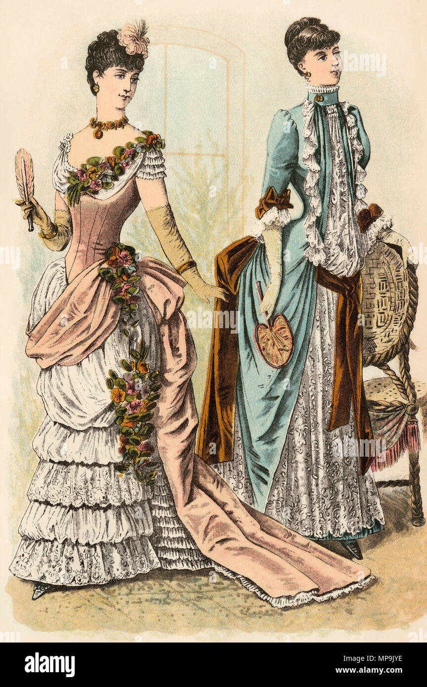 Godey's ladies fashions, 1880. Lithographie lithographie couleur couleur Banque D'Images