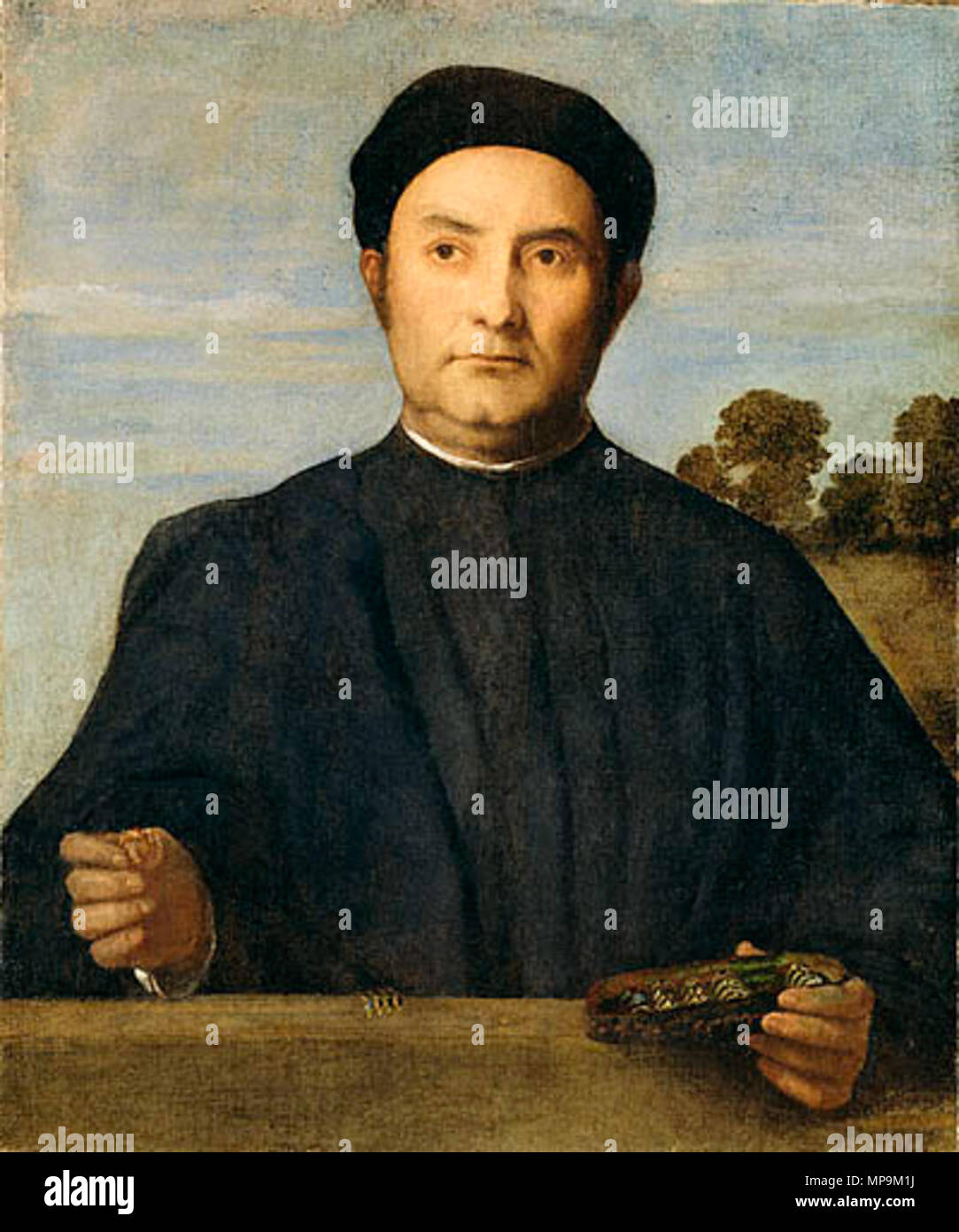 Portrait d'un bijoutier. Peut-être Giovanni Pietro Crivelli . Entre 1509 et 1512. Lorenzo Lotto (1480-) Description Le peintre italien et fresquiste Date de naissance/décès vers 1480 1556 / 1557 Lieu de naissance/décès Venise Loreto lieu de travail Recanati (1506-1508), Venise (1500), Trévise (1503-1506), Rome (1509-1512), Bergame (1513-1525), Venise (1513-1517), Trévise (1525-1527), Venise (1527-1529), Loreto, Venise (1529-1539), Trévise (1540-1549), Ancône (1549), Lorette (1556) contrôle d'autorité : Q310973 : VIAF 22165049 ISNI : 0000 0001 2320 0265 ULAN : 500015631 RCAC : n50042418 ALN Banque D'Images