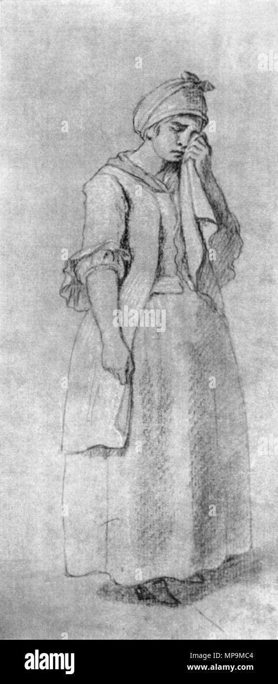 . Anglais : une servante éplorée (dessin d'Anton Losenko pour la peinture 'au revoir d'Hector et d'Andromaque', 1773) Русский : Плачущая Антона Лосенко служанка (рисунок картине Гектора «Прощание к и Андромахи", 1773) . 1773. Anton Losenko (1837-1873) 821 Losenko Hector et Andromaque étude crayon2a Banque D'Images