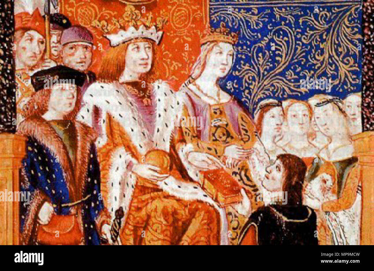 . Fernando et Isabelle, les Rois Catholiques. Les jeunes à leur droit est presque certainement leur fils Don Juan, Prince des Asturies. Les filles sur leur gauche sont encore un mystère, mais il pourrait être les trois infantas (princesses), bien que leur âge ne sont pas correctement représentés. . Losreyescatolicos 821 inconnu Banque D'Images
