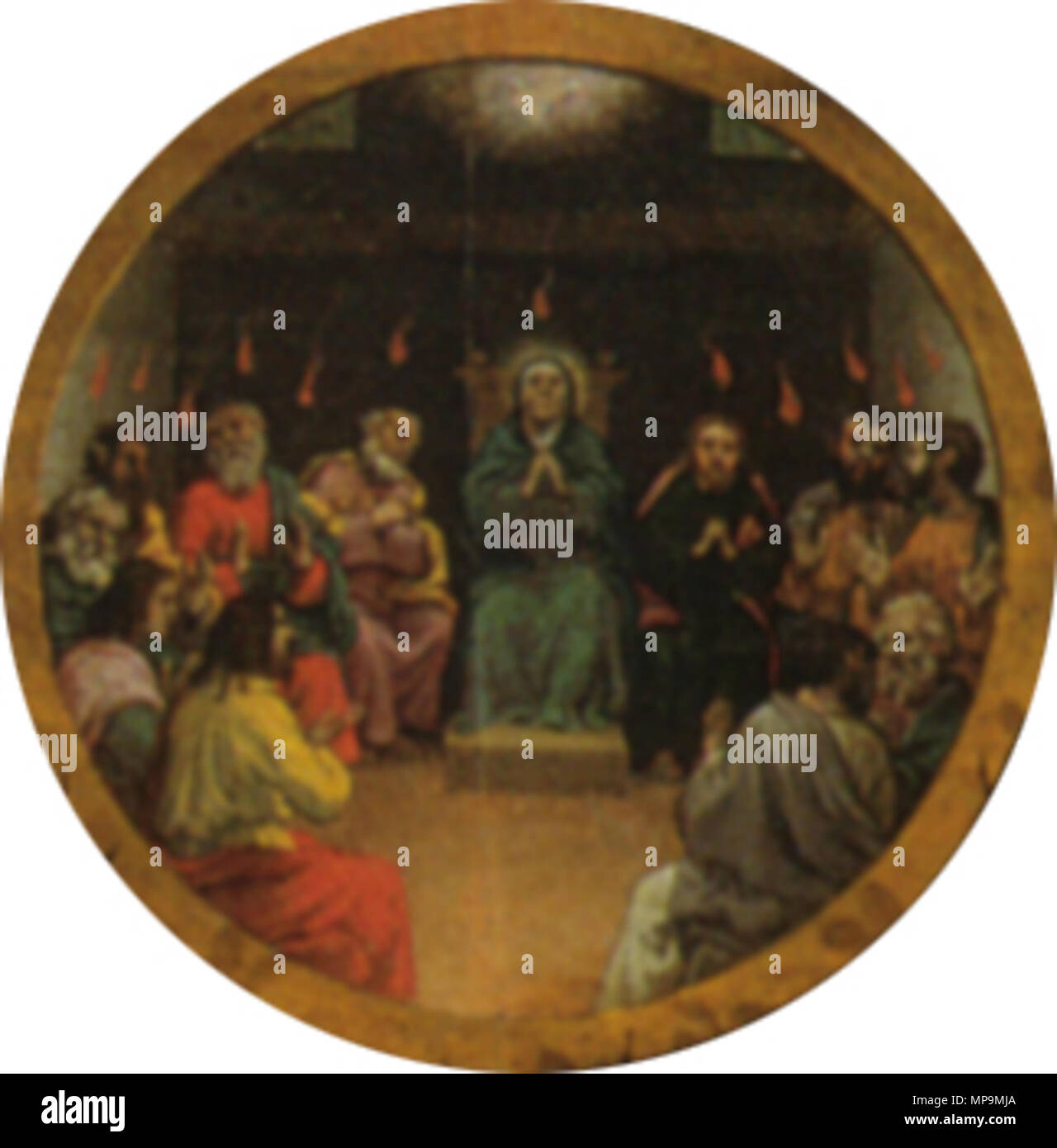 Madone du Rosaire. détail : la Pentecôte . 1539. 821 Lotto, Madonna del rosario 15 pentecoste Banque D'Images