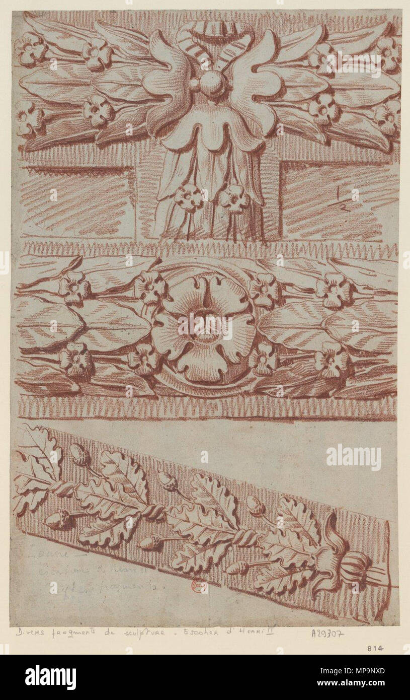 Français : English : Frises elements . 1803. 827 Louvre. Escalier d'Henri II. Fragments Divers Banque D'Images