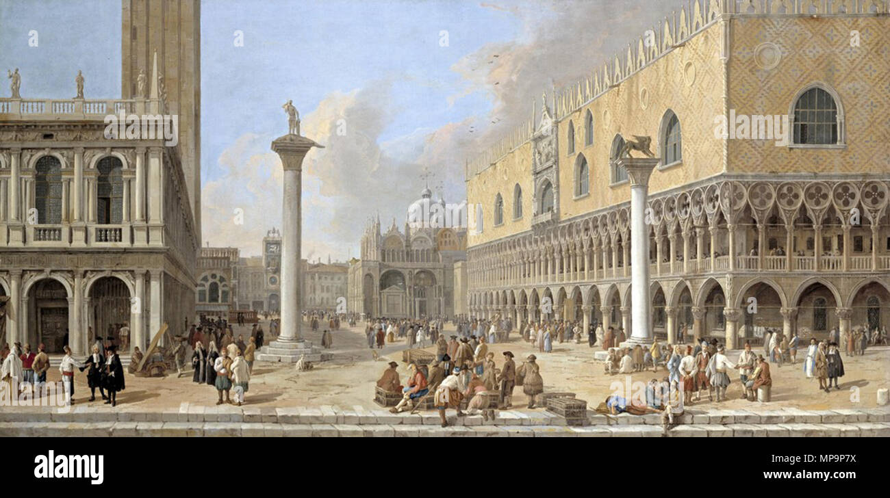 Anglais : La Piazzetta à Venise, date inconnue. 828 Luca Carlevarijs - La Piazzetta à Venise Banque D'Images
