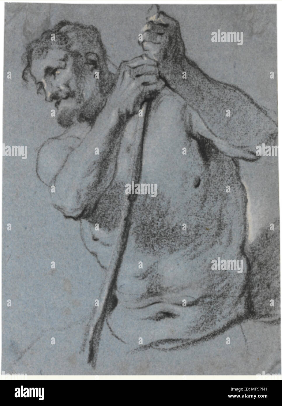 . Anglais : Lucas Franchoys (II), l'étude de mi-longueur d'un homme beared tenant un bâton, huilés craie noire, rehaussée de blanc, sur papier bleu 268 par 200 mm, vendu par Sotheby's le 5 juillet 2013 . 17e siècle. Lucas Franchoys le jeune (1616-1681) Noms alternatifs Lucas Franchois (II), François Lucas (II), Louis Franchoys Description peintre flamand et rapporteur pour avis Date de naissance/Décès 28 Juin 1616 (baptisé) 3 avril 1681 Lieu de naissance/décès Malines Malines Travailler lieu Anvers (....-1640), Paris (1640-1649), Mechelen (1649), Tournai (1649-1654), Malines (1654-1663) Pouvoir c Banque D'Images