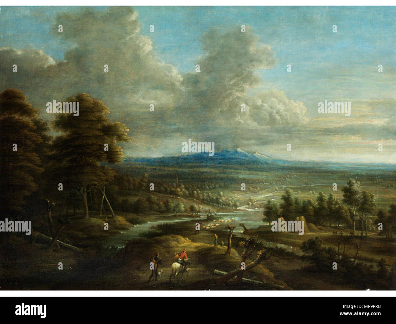 Anglais : paysage flamand avec un groupe d'arbres et staffag entre 1620 et 1672. 830 Lucas van Uden - paysage flamand avec un groupe d'arbres et staffage Banque D'Images