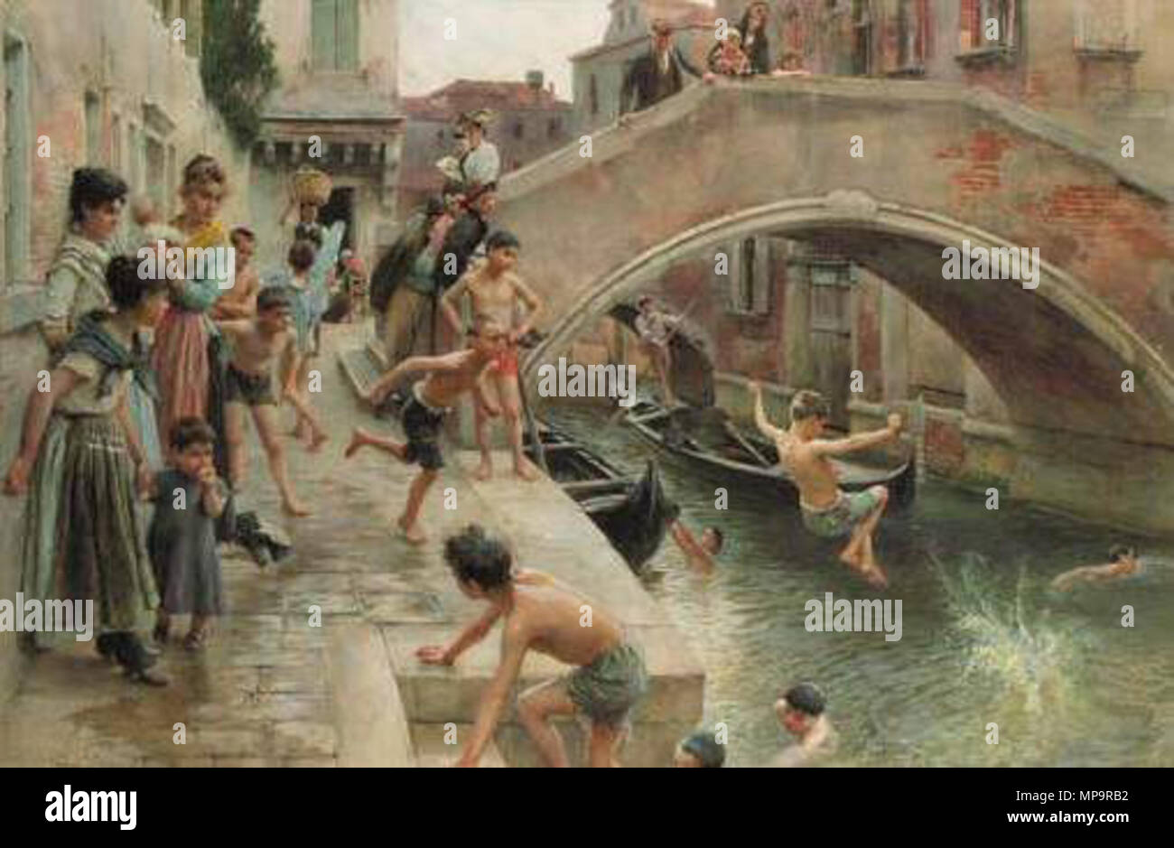 Les chiffres sur un canal vénitien 1893. 832 Ludwig Passini - Chiffres sur un canal Vénitien Banque D'Images