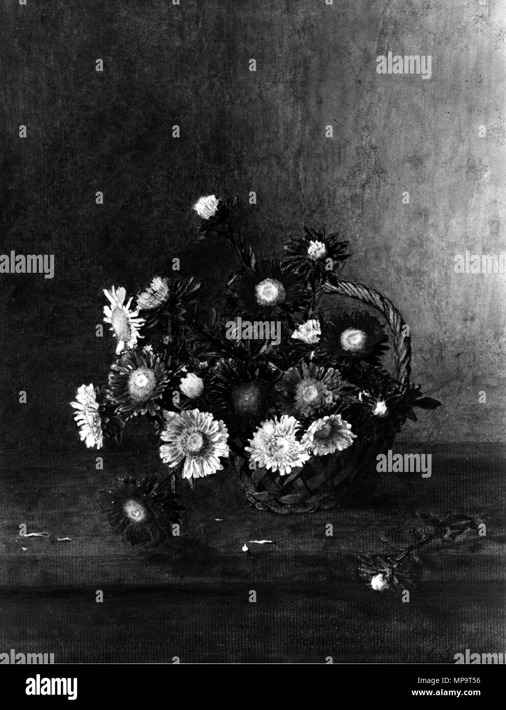 Léon Bonvin (Français, 1834-1866). "Panier de l'Aster,' 1863. aquarelle, avec surélévation blanc, l'encre de noix de galle et un stylo, sur graphite underdrawing légèrement sur texturé, modérément épais, papier vergé crème. Walters Art Museum (37,1508) : commandé par William T. Walters, 1863 ( ?). 37,1508 836 Léon Bonvin - Panier d'asters - Walters 371508 Banque D'Images