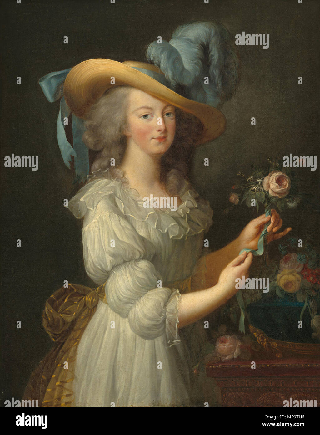 Peinture ; huile sur toile ; total : 92,7 x 73,1 cm (36 1/2 x 28 3/4 in.) : 137,8 x 106,4 encadrées cm (54 1/4 x 41 7/8 in.) ; Marie-Antoinette . Anglais : Marie Antoinette dans une robe de mousseline Deutsch : Marie Antoinette im Musselinkleid Español : María Antonieta : ガリア服を着た王妃マリー・アントワネット 日本語, 1783年 . Salon de Paris 1783. 837 MA-Lebrun Banque D'Images