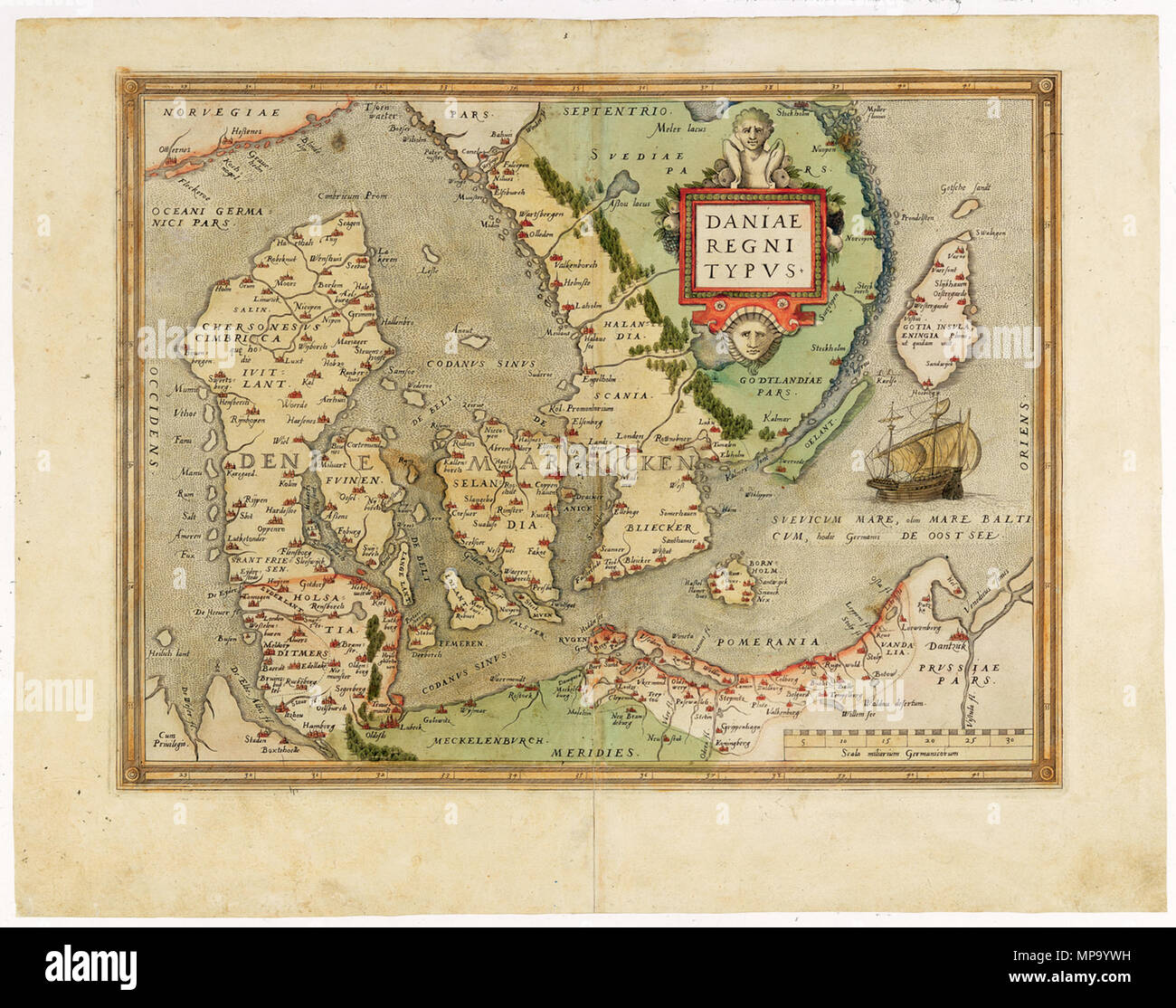851 Carte du Danemark à partir de l'Atlas "Theatrum Orbis Terrarum" BNM11259 Banque D'Images