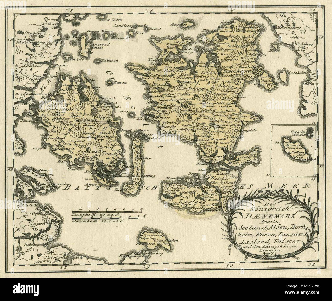 . Deutsch : Des Königreichs Inseln Daenemark Seeland, Möen, Bornholm, Fünen, Langeland, Laaland, Falster und den dazugehörigen kleinern. Nro. 72. Kolorierter Kupferstich . 1791. Johann Franz Joseph von Reilly (1766-1820) Noms alternatifs Reilly, Franz Johann Joseph von Description Éditeur et écrivain autrichien Date de naissance/Décès 18 Août 1766 6 juillet 1820 Lieu de naissance/décès Vienne Vienne 1790 - 1800 période de travail lieu de travail de contrôle de l'autorité de Vienne : Q113944 : 102371035 VIAF ISNI : 0000 0001 1839 240X RCAC : n88624007 GND : 118748017 158784243 851 WorldCat SUDOC : Carte du Danemark Banque D'Images