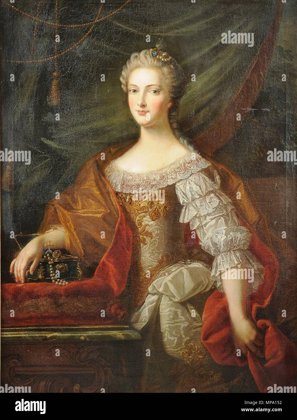 . Anglais : Maria Anne d'Autriche, gouverneur de la Hollande . 16 septembre 2014, 00:02:53. Martin van Meytens (1695-1770) Noms alternatifs Martin Mytens (II), Martin van Meytens, Martin Mijtens, Martin van Mytens (II), Martinus Mytens Description Austrian-Swedish painter Date de naissance/Décès 24 Juin 1695 23 mars 1770 Lieu de naissance/décès lieu de travail vienne Stockholm Paris, Dresde, Vienne, Venise, Rome, Naples, Florence, Bologne, Modène, Milan, Turin, Gênes, Stockholm, Vienne (....-1770) contrôle d'autorité : Q1082324 : VIAF 52559379 ISNI : 000000008 Banque D'Images