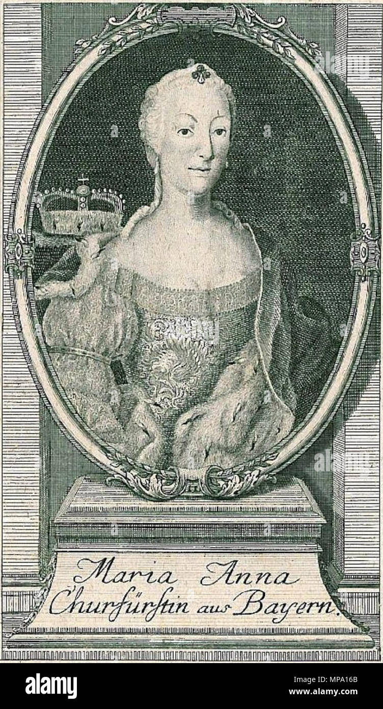 . Anglais : Maria Anna Sophia de Saxe, Electresses de Bavière . 18e siècle. 856 Maria Anna, l'électrice de Bavière, gravure Banque D'Images