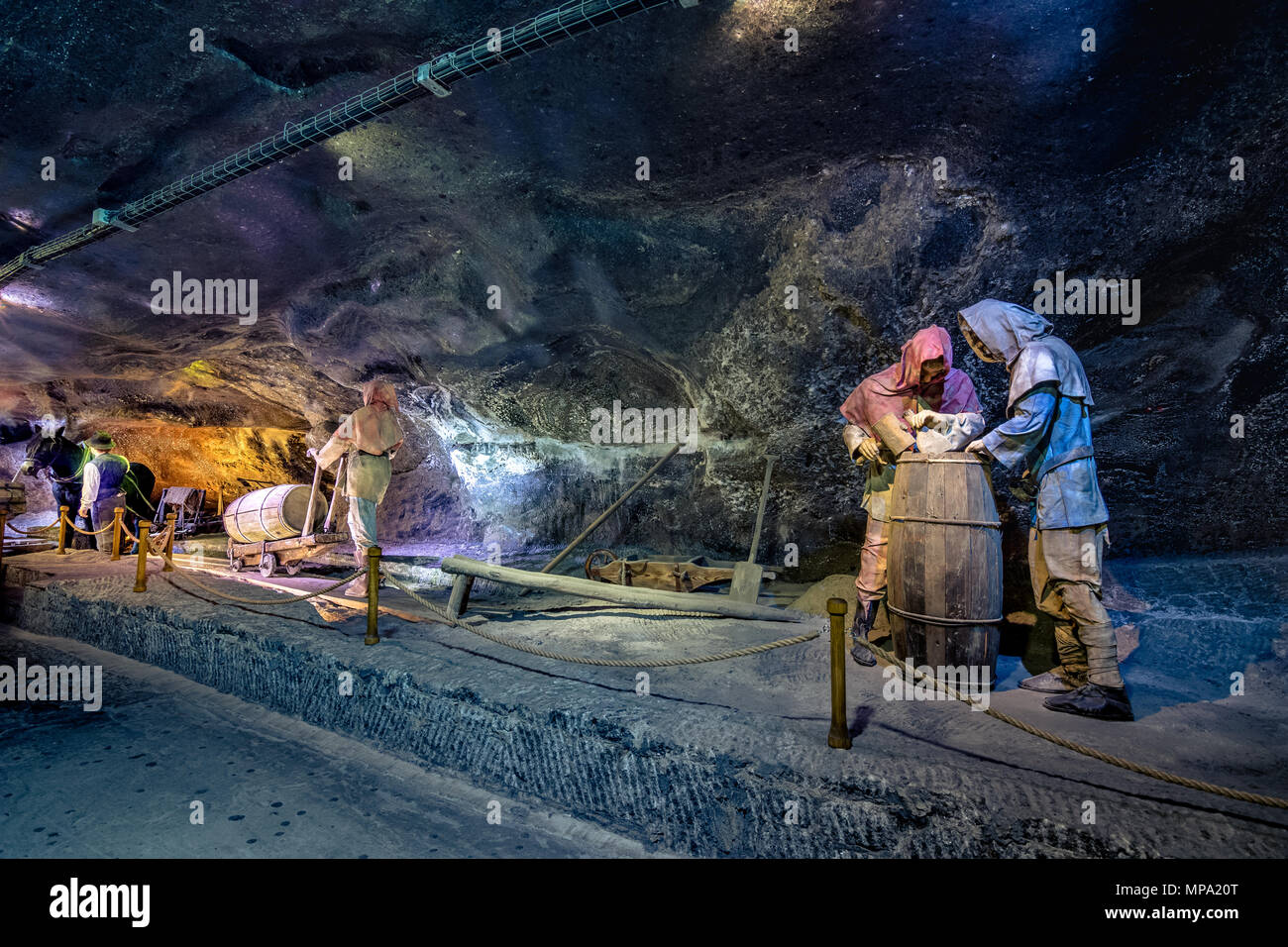 Underground mine de sel de Wieliczka (13e siècle), l'une des plus anciennes mines de sel, près de Cracovie, Pologne Banque D'Images