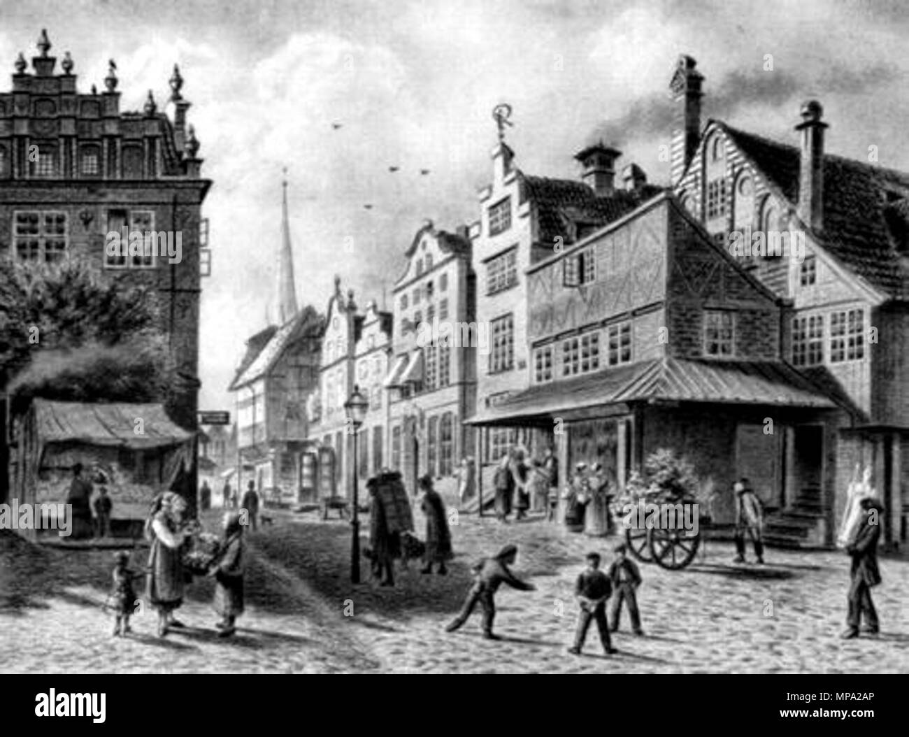 . Anglais : Marienwerkhaus, dessin à la craie, Lübeck, St.-Annen-Museum (ce bâtiment a été démoli en 1903 et remplacé par un édifice néo-gothique un) . vers 1865. Schön, Gustav Heinrich Lorenz 861 Marienwerkhaus1865 Banque D'Images