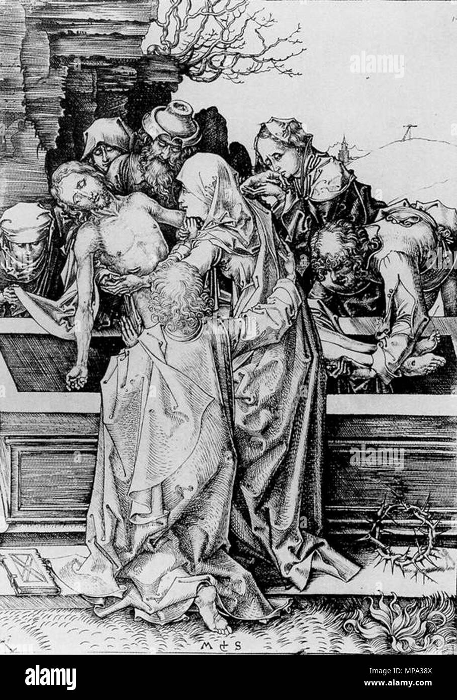 Mise au tombeau vers 1480. 865 Martin Schongauer - Mise au tombeau - WGA21026 Banque D'Images