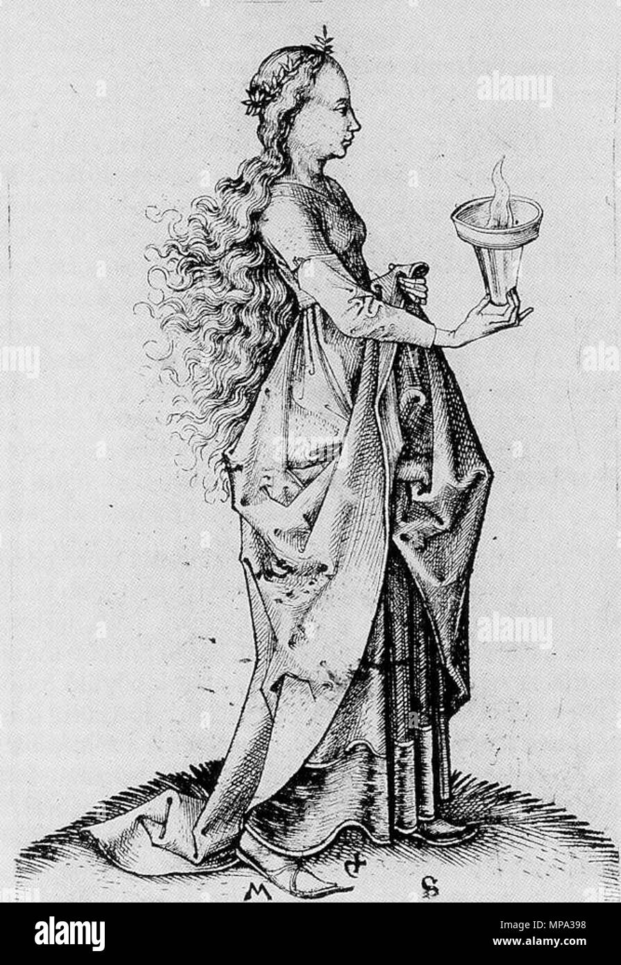 Le cinquième sage vierge avant 1483. 865 Martin Schongauer - le cinquième vierge Sage - WGA21038 Banque D'Images