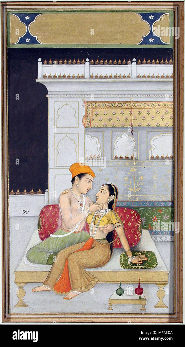 . Anglais : Ragamala. Dimensions : 5 3/16 in. x 2 15/16 in. (13,2 cm x 7,5 cm). Edwin Binney 3e Collection, numéro d'Accession : 1990.385. vers 1755. Faqir-ullah 1039 Ragamala, San Diego Museum of Art Banque D'Images