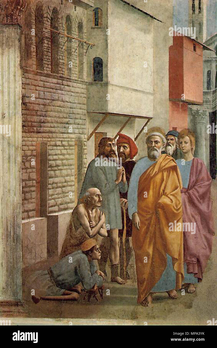 Saint Pierre guérissant les malades avec son ombre entre 1426 et 1427. Masaccio 868 - St Peter de guérison des malades avec son ombre - WGA14187 Banque D'Images