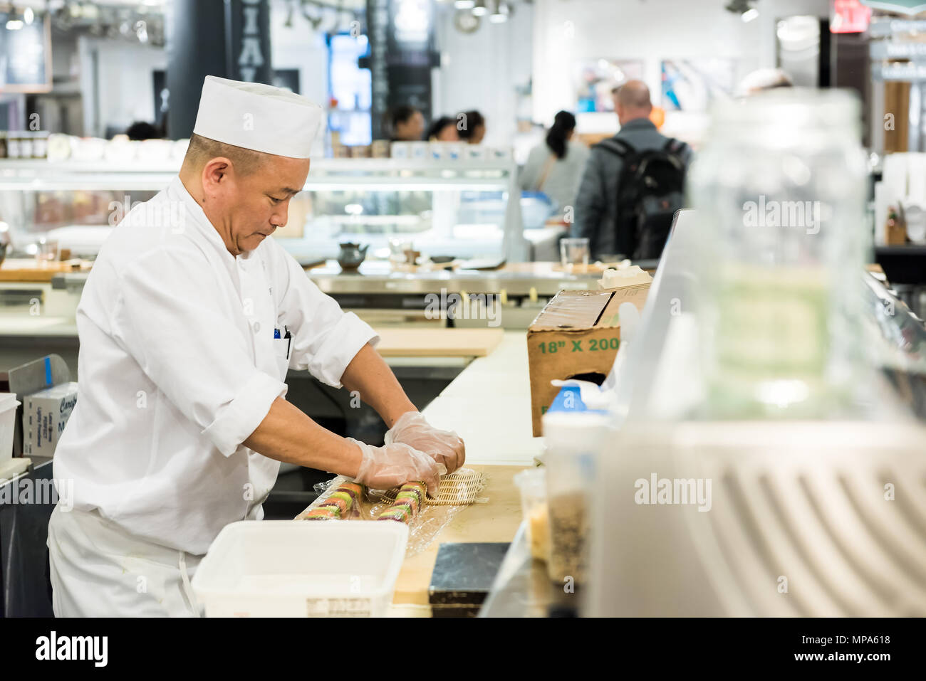 La ville de New York, USA - 30 octobre 2017 : marché alimentaire place du homard à l'intérieur intérieur boutique au centre-ville de Chelsea, quartier inférieur Manhattan New York District, S Banque D'Images