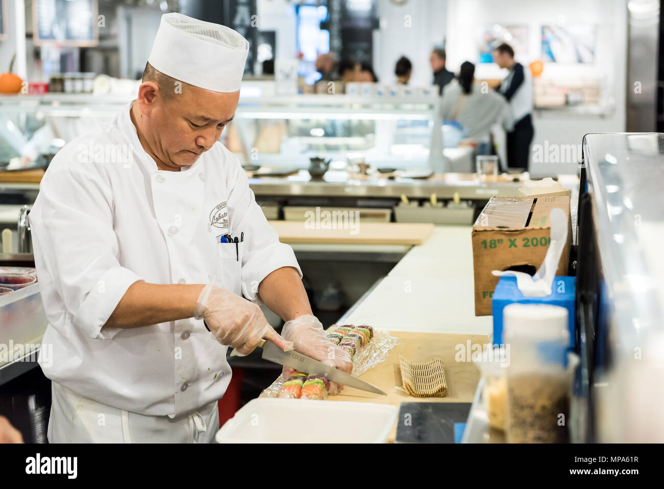 La ville de New York, USA - 30 octobre 2017 : marché alimentaire place du homard à l'intérieur intérieur boutique au centre-ville de Chelsea, quartier inférieur Manhattan New York District, S Banque D'Images