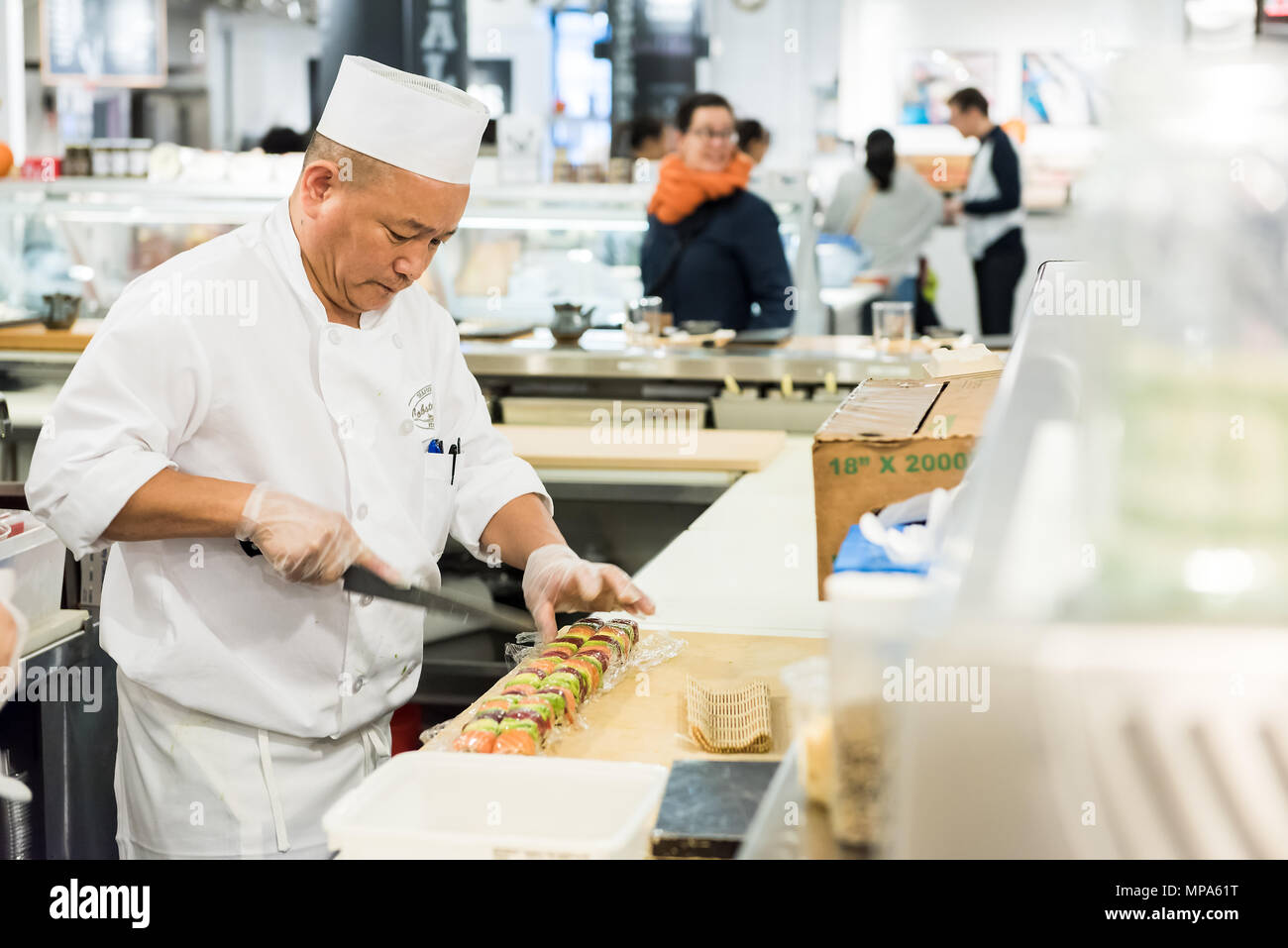 La ville de New York, USA - 30 octobre 2017 : marché alimentaire place du homard à l'intérieur intérieur boutique au centre-ville de Chelsea, quartier inférieur Manhattan New York District, S Banque D'Images